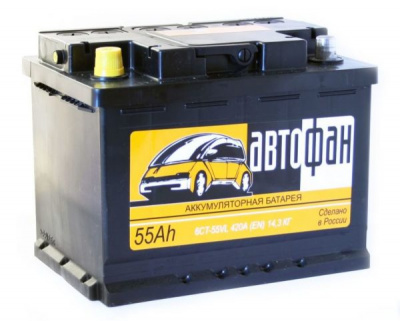 Аккумулятор Аком Автофан 55Ah/420 прав.+ /245x177x190/