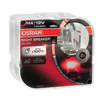 Osram 64193NBS-HCB NIGHT BREAKER SILVER Комплект ламп H4 12V 60/55W P43t  + 100%